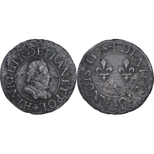 France - 1578 - Denier Tournois - Paris (A) - Henri Iii - Rare - Fs01e10