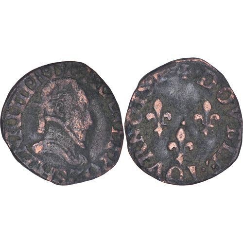 France - 1578 - Double Tournois - Troyes (S) - Henri Iii - Rare - Fs01f7