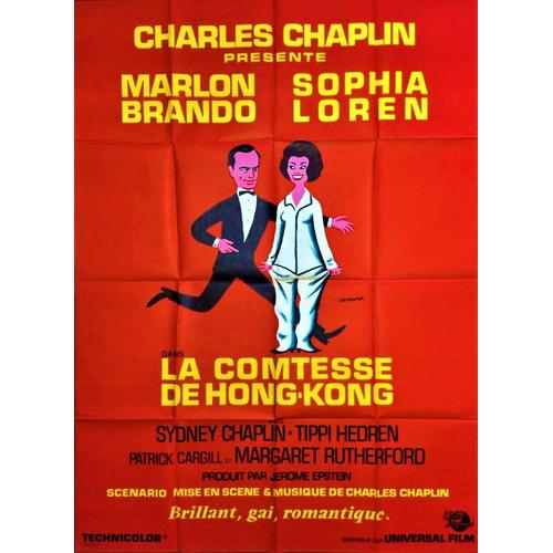 La Comtesse De Hong-Kong - De Charles Chaplin - Marlon Brando - Sophia Loren - Affiche Originale Cinéma - 120 X 160 - ( Léo Kouper ) - 1967 -