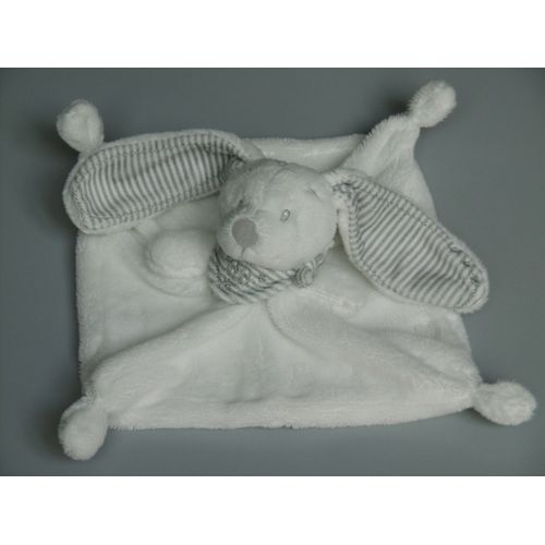 Doudou Lapin Plat Blanc Rayures Grises Bandana Bb Kiabi Simba Toys