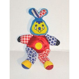 Doudou Lapin Multicolore Playskool - Peluche Lapinou Vintage 27 Cm