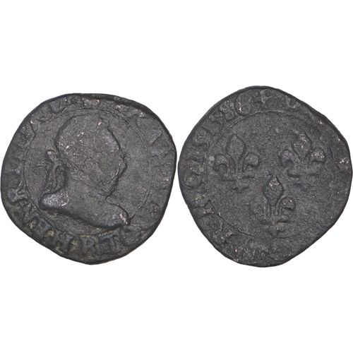 France - 1586 - Double Tournois - Rouen (R) - Henri Iii - Fs01f8