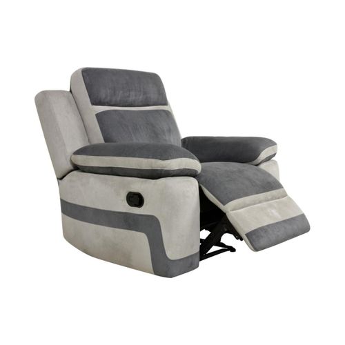 Fauteuil Relax Manuel En Microfibre Anthracite Et Bandes Gris Clair Talca