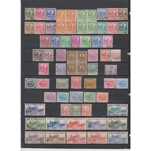 89 Timbres Tunisie Obliteres & Neufs** & * + Sans Gomme De 1906 À 1955 Cote : 92 €