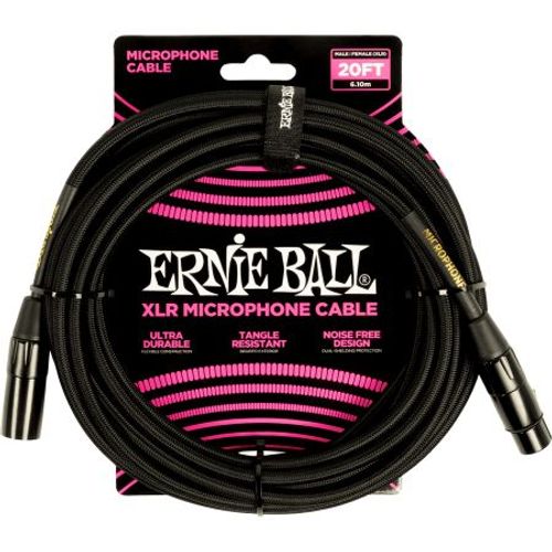 Ernie Ball 6392 - Câble Microphone Xlr/Xlr Tressé Noir - 6m