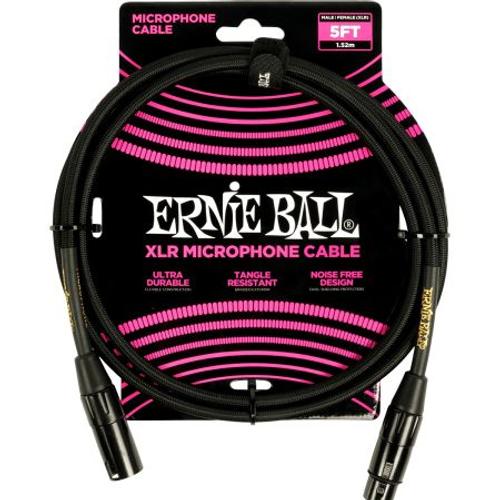 Ernie Ball 6390 - Câble Microphone Xlr/Xlr Tressé Noir - 1,5m