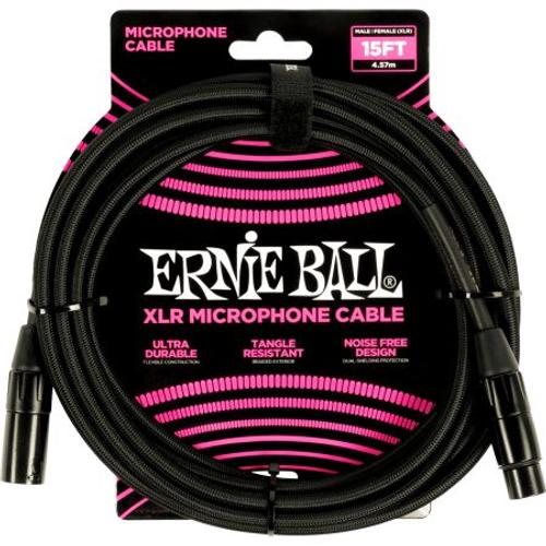 Ernie Ball 6391 - Câble Microphone Xlr/Xlr Tressé Noir - 4,5m