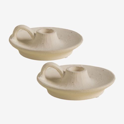 Pack De 2 Candélabres Laisne En Céramique Beige Crème