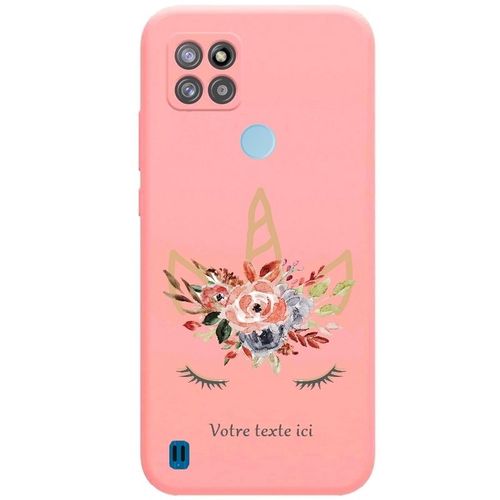 Coque Rose Realme C21y C25y Licorne Personnalisee Eyes Rose Unicorn