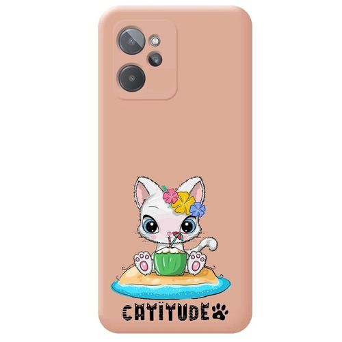 Coque Rose Realme 9i Chat Catitude Plage