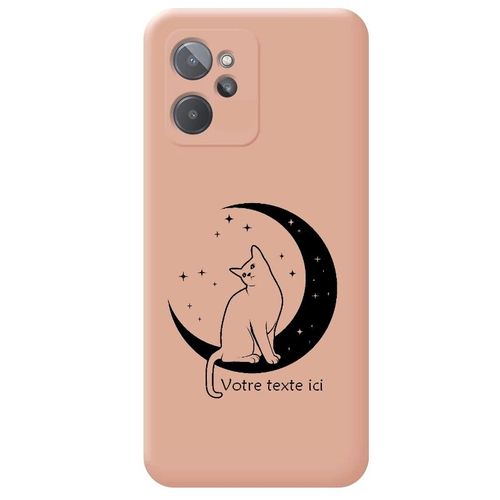 Coque Rose Realme 9i Chat Lune