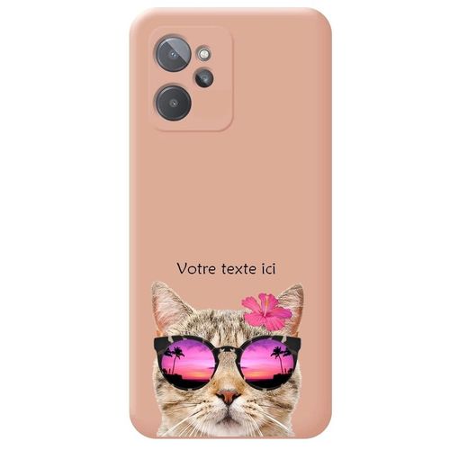 Coque Rose Realme 9i Chat Lunettes Personnalisee