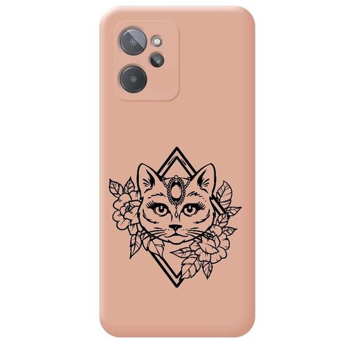 Coque Rose Realme 9i Chat Fleur