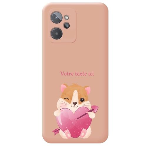 Coque Rose Realme 9i Hamster Coeur Avec Votre Texte