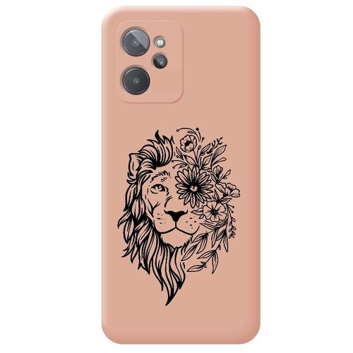 Coque Rose Realme 9i Lion Fleur Jungle
