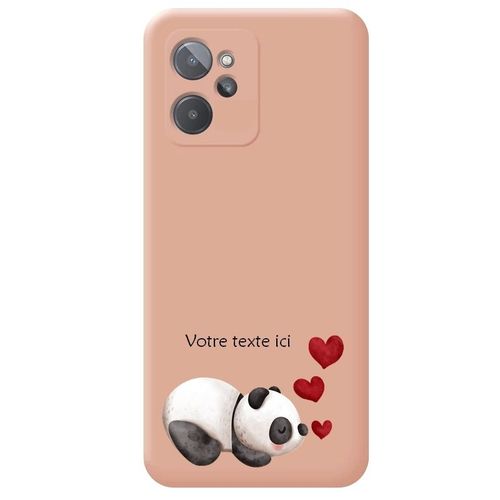 Coque Rose Realme 9i Panda Avec Votre Texte