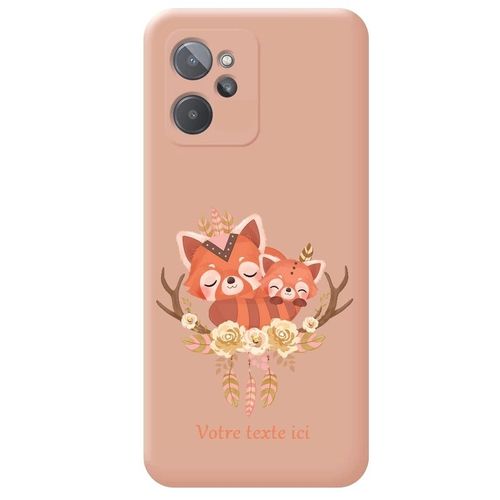 Coque Rose Realme 9i Panda Roux Personnalisee