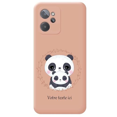 Coque Rose Realme 9i Panda Maman Personnalisee