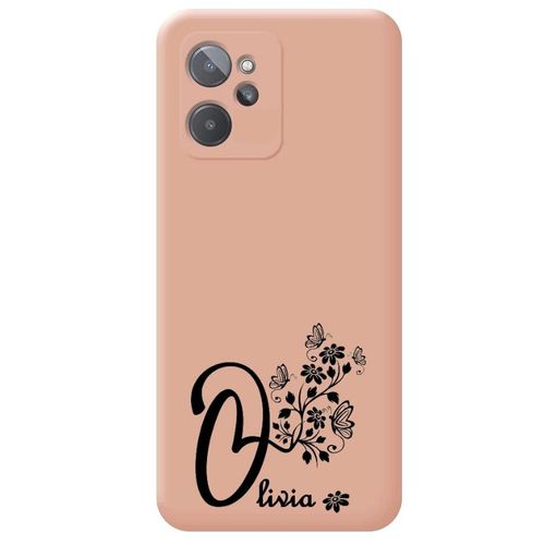 Coque Rose Realme 9i Avec Votre Prénom 13 Papillon Et Fleur