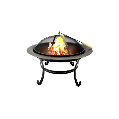 Brasero à bois Cheminée d'extérieur Fire Bowl Acier Ø 75.5 x H57 cm Chauffage Extérieur de Terrasse BBQ COLLECTION