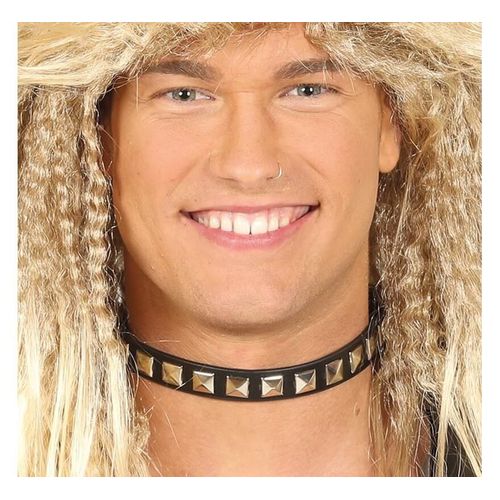 Collier Punk Noir Et Or
