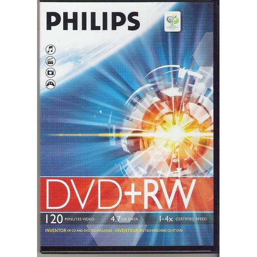 Philips - 5 x DVD+RW - 4.7 Go 1x - 4x - boîtier plat pour DVD vidéo