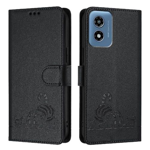 Étui Pour Motorola Moto G Joue 5g 2024 Rfid Chat Portefeuille À Rabot Porte-Fente Pour Carte, - Noir