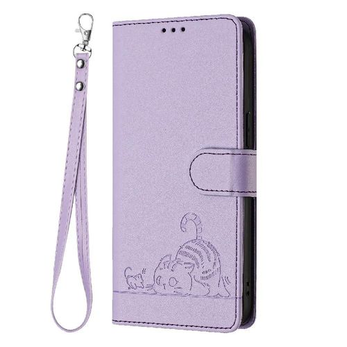 Étui Pour Motorola Moto G Joue 5g 2024 Rfid Chat Portefeuille À Rabot Porte-Fente Pour Carte, - Violet