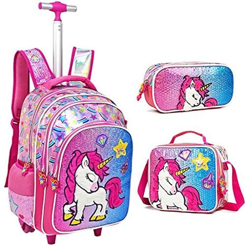 Sac Dos roulettes pour Enfants Cartable a Roulette Fille avec