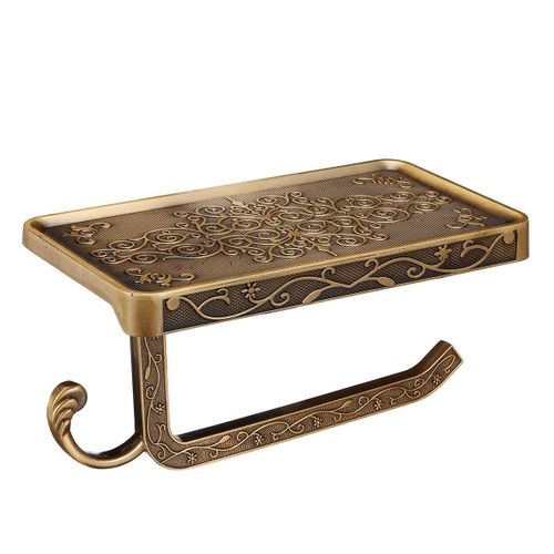 Support de téléphone portable mural en alliage de Zinc sculpté Antique, avec étagère, porte-serviettes de salle de bains, porte-papier hygiénique