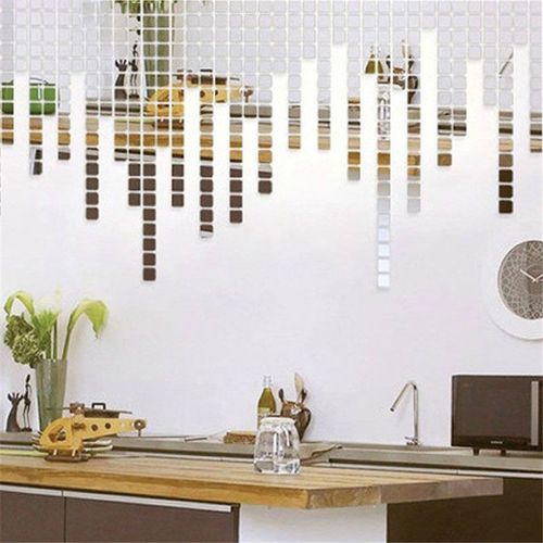Autocollant Mural Miroir Carré En Acrylique, 2/3/4cm, 100 Pièces, Cristal Tridimensionnel, Miroir Artistique, Pour Chambres D'enfants, Décoration De La Maison