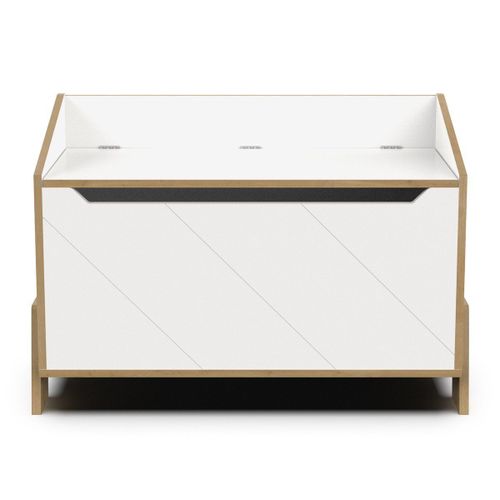 Coffre À Jouets Décor Blanc Et Chêne Hamilton L93,6 Cm