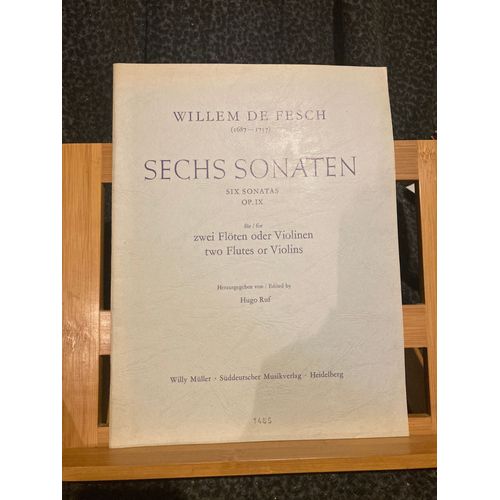 Willem De Fesch Six Sonates 2 Flutes / Violons Opus Ix Partition Ruf Ed W Müller
