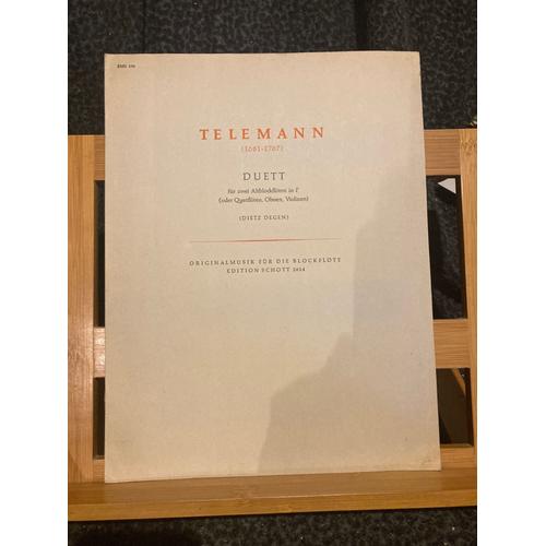 Telemann Duett Pour 2 Flûtes A Bec Alto Dietz Degen Partition Ed. Schott 2614