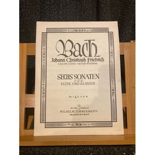 Johann Christoph Friedrich Bach Sonate Flûte Et Piano N°2 Partition Zimmermann