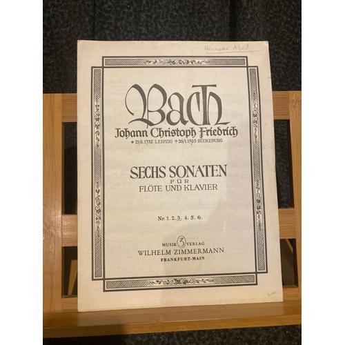 Johann Christoph Friedrich Bach Sonate Flûte Et Piano N°3 Partition Zimmermann