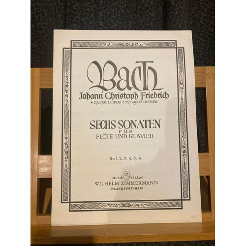 Johann Christoph Friedrich Bach Sonate Flûte Et Piano N°4 Partition Zimmermann