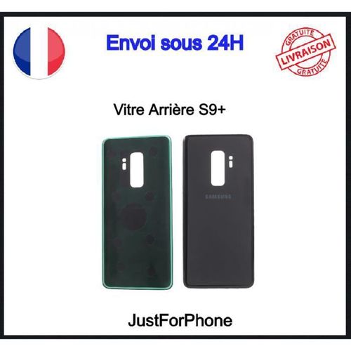 Vitre Arrière Samsung Galaxy S9+ Noir Cache Batterie Adhésif Logo Ce