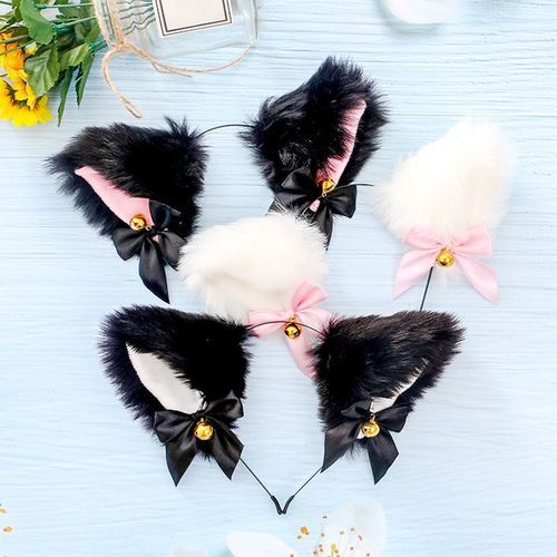 Déguisement D'halloween Oreilles De Chat, Cosplay, Costume De Fête, N¿Ud Papillon, Cloche, Bandeau, Anime