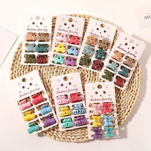 Pince À Cheveux En Acrylique Pour Filles, 6 Pièces/Ensemble Petits Crabes De Cheveux, Couleur Bonbon Mignon, N¿Ud De Fleur, Mini Épingle À Cheveux Pour Enfants, Accessoires Pour Cheveux 