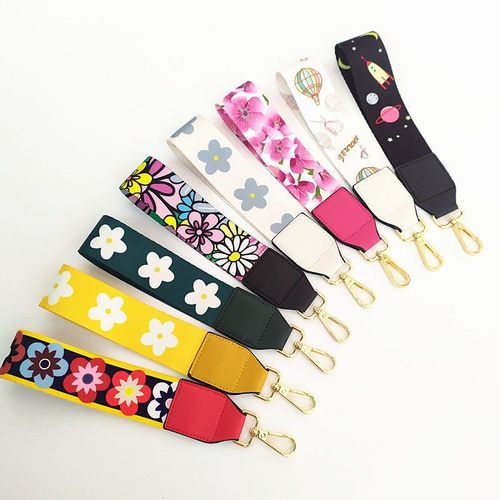 Sangle de sac à main en Polyester pour femmes, 24cm, court, imprimé de fleurs colorées, accessoires rétro