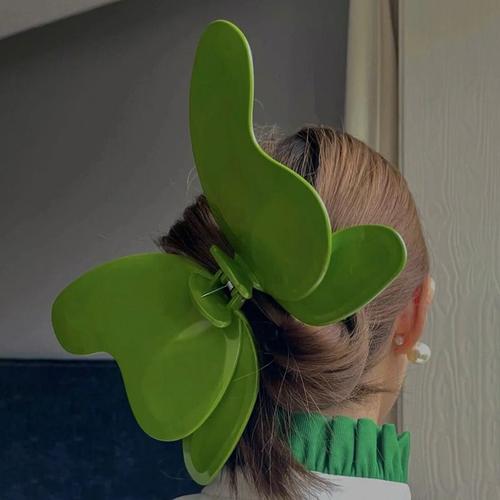 Épingle À Cheveux À Gros N¿Ud, Jolie Barrette Verte Rose, Pince À Cheveux Pour Femmes Et Filles, Griffe Coréenne, Accessoires Pour Cheveux Surdimensionnés 