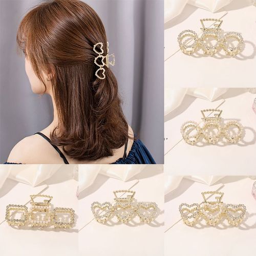 Pinces À Cheveux Élégantes En Perles Pour Femmes, Cristal Brillant, Strass, Fleur, Accessoires, Crabe 