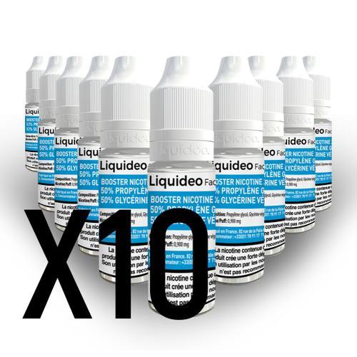 Pack Booster Liquideo Nicotine 20 mg 10 ml 50/50 - 50% PG / 50% VG DIY Lot de 10 Bouteilles E-Liquide