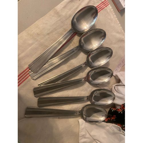 6 Grosses Cuilleres Inox Anciennes