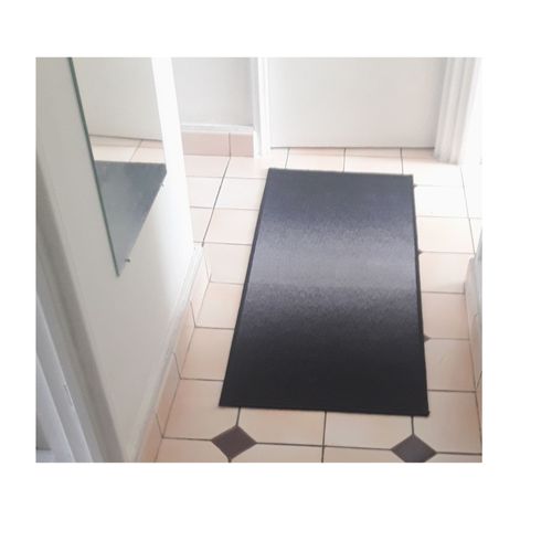TAPIS BOUCLETTE NOIR GRISé LAVABLE DOS PLASTIFIé 50X120 CM ENTREE DESCENTE DE LIT SALLE DE BAIN