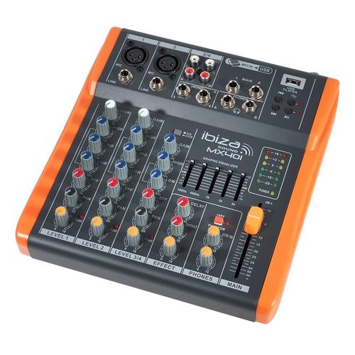 Table de mixage/console 4 canaux - extra compacte - USB - Ibiza Sound MX401