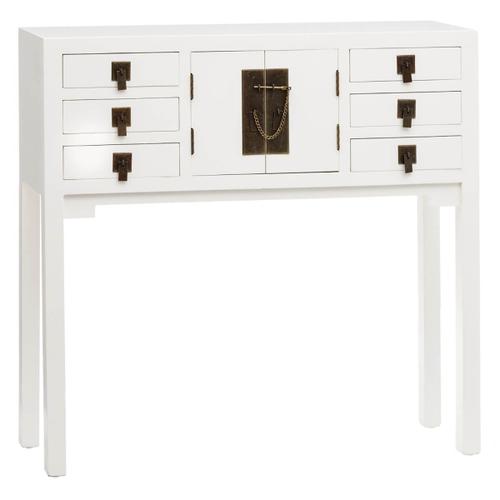 Minze - Console 2 Portes 6 Tiroirs Coloris Blanc