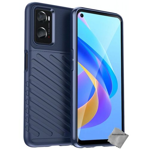 Housse Etui Coque Silicone Gel Thunder Pour Oppo A36 / A76 / A96 / Realme 9i + Film Ecran - Bleu Fonce