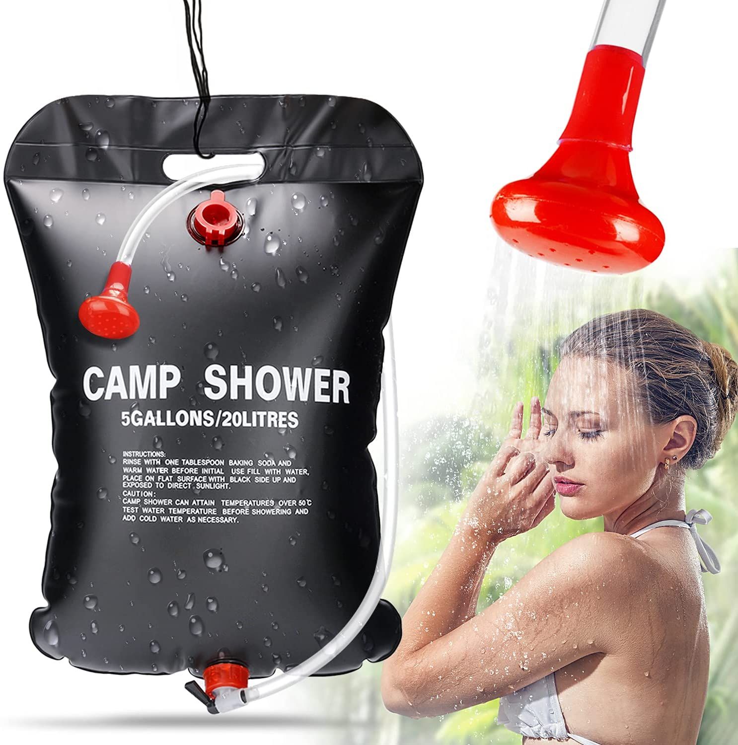 Sac de Douche Solaire, 20L Sac de Douche Camping Portatif Solaire C...